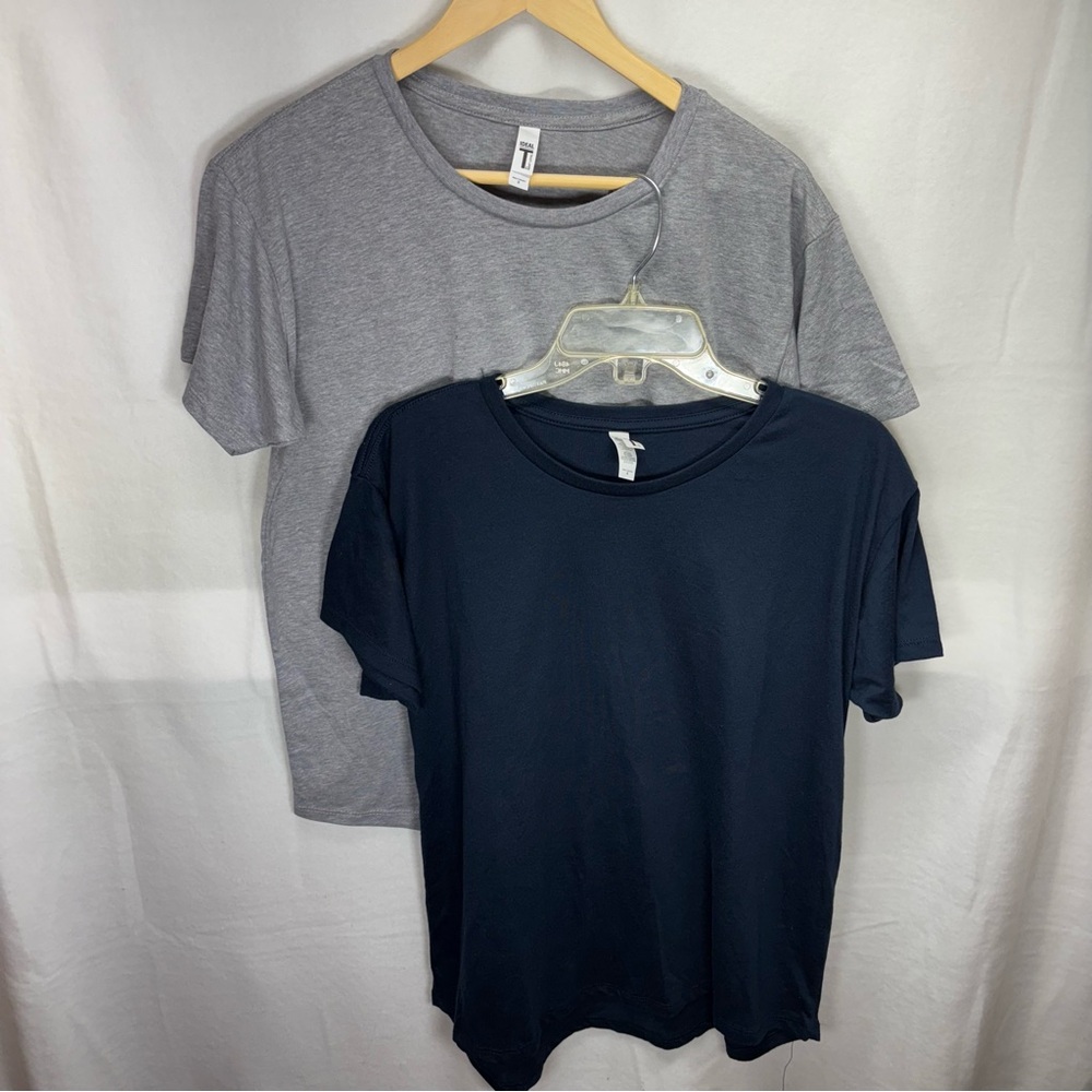 IDEAL by Next Level T Shirt 2 PACK Gray/Navy Blue‎ Short Sleeve Womens Size S